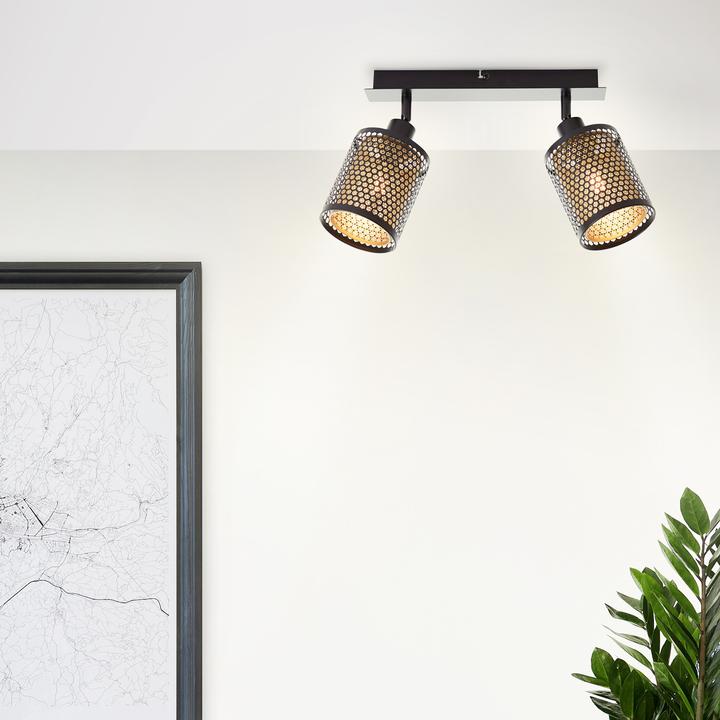 Immagine prodotto Brilliant Cheval Spot Bar 2flg in metallo oro nero 2x D45, E14, 28 W, Adatto (E14)