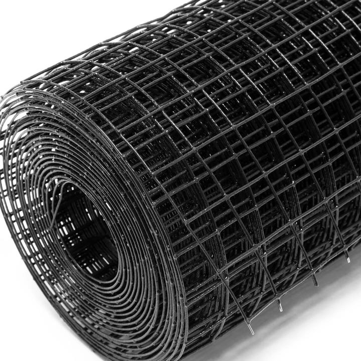 Actual product image Wiltec Black Wire Mesh 12x12mm Squares 10m Roll, 50cm Width, made of Galvanised PVC Coated Steel