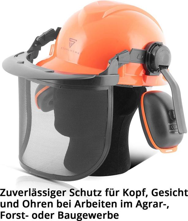 Actual product image Stahlwerk Forest helmet FH-100 ST with visor and hearing protection EN397 EN352 EN1731 (52 - 66 cm)