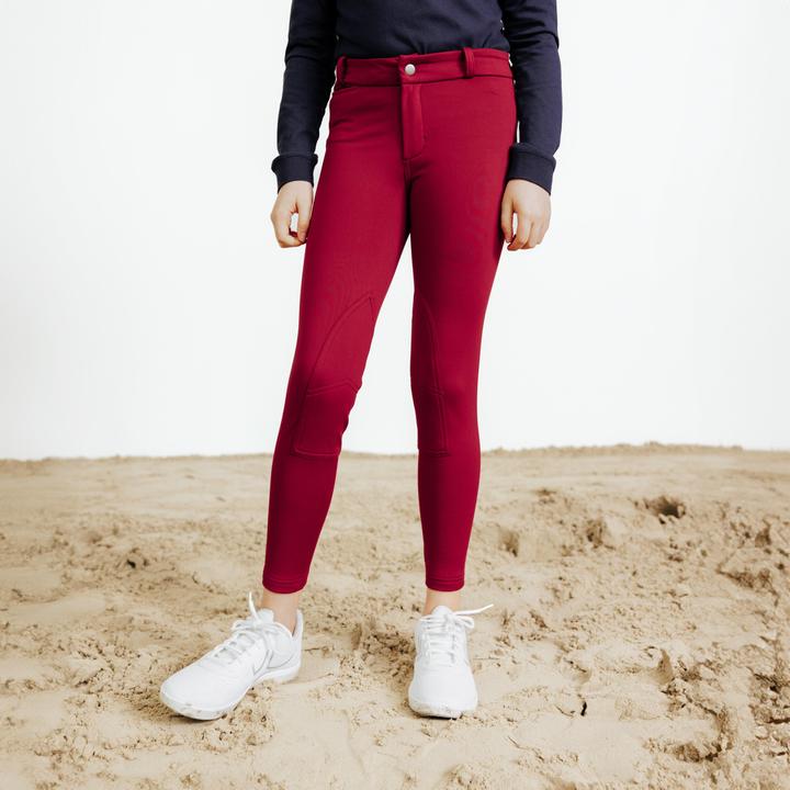 Actual product image Fouganza Kids' Horse Riding Warm Jodhpurs 100 - Purple/Cherry (146)