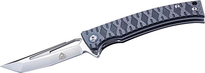 PumaTec PUMA TEC Einhandmesser, rostträger D2 Stahl, kugelgelagert, Flipper, Carbon-Griffschalen, blauer Ed (9.80 cm)