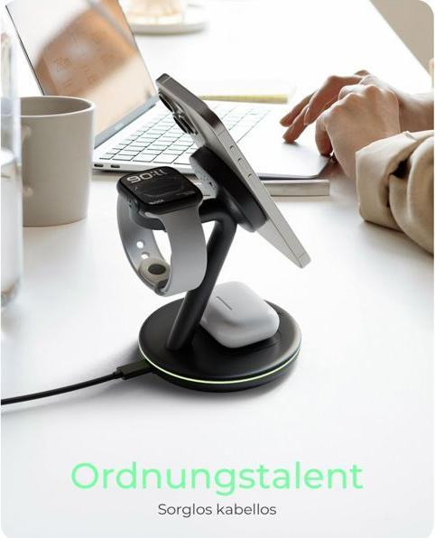 Actual product image Icy Box Inductive/magnetic charging station f. Smartphone/watch/near headphones (15 W)