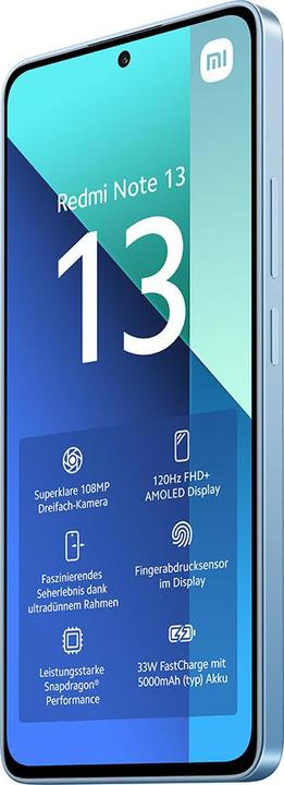 Actual product image Xiaomi Redmi Note 13 (128 GB, Ice Blue, 6.67", Hybrid Dual SIM, 108 Mpx, 4G)