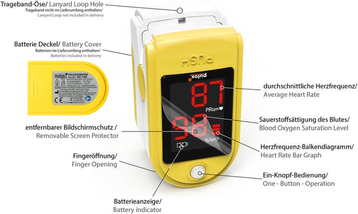 Immagine prodotto Pulox Pulsossimetro PO-100 Solo in giallo