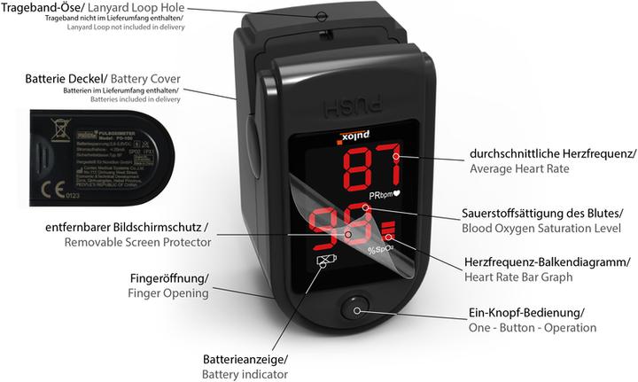 Produktbild Pulox Pulsoximeter PO-100 Solo in schwarz