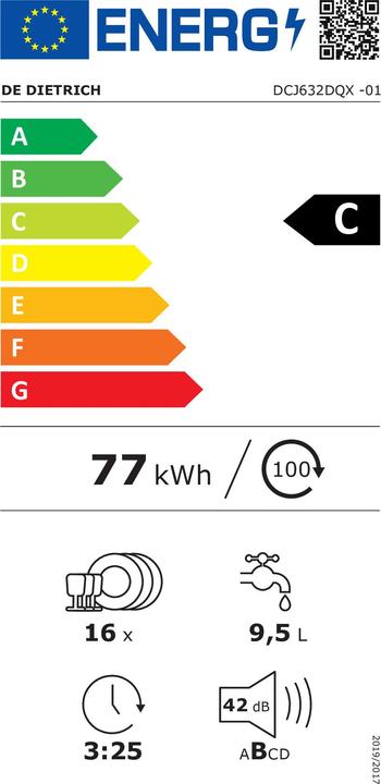Label énergétique De Dietrich Lave-vaisselle DCJ632DQX