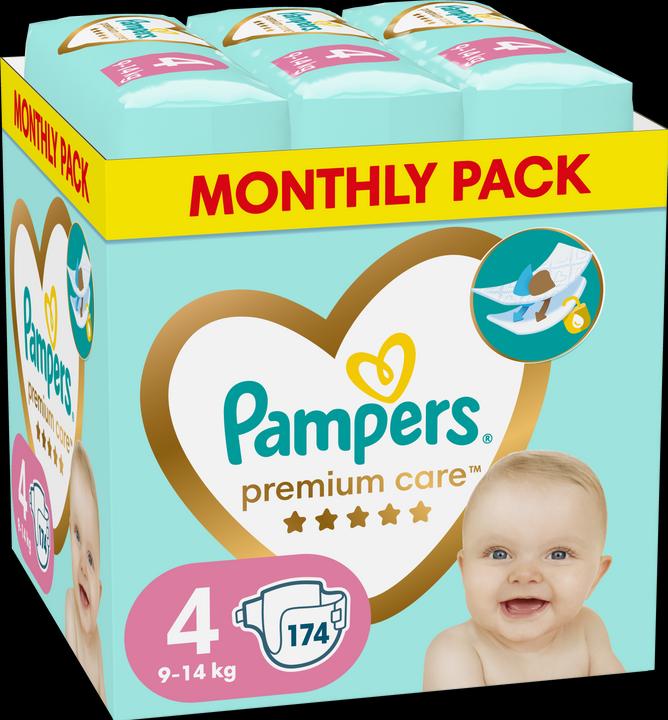 Immagine prodotto Pampers Premium Care (Dimensione 4, Pacco mensile, 174 Pezzo/i)