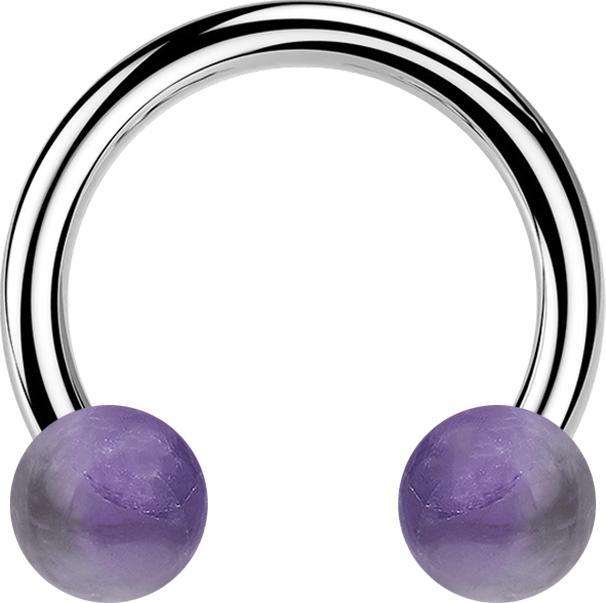 Actual product image Star Piercing Micro Circular Barbell Innengewinde silber mit zwei Kugeln Amethyst Stein (without brass, Surgical steel 316L, Mineral)