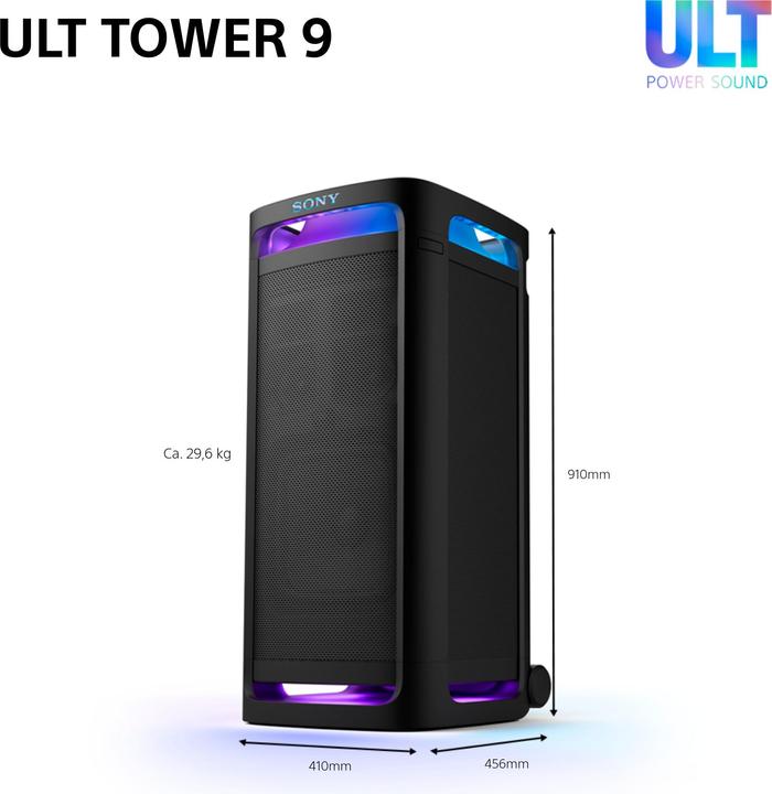 Actual product image Sony ULT Tower 9 (25 h, Electrical connection, Rechargeable battery operated)