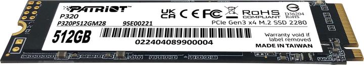 Actual product image Patriot SSD Viper P320 M.2 PCI-Ex4 NVMe 512GB 3GB/s (512 GB, M.2 2280)