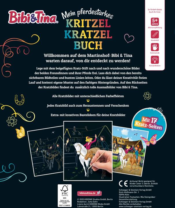 Immagine prodotto Bibi & Tina - Mein pferdestarkes Kritzel-Kratzel-Buch (Tedesco, Cognato & Steinlein, 2020)