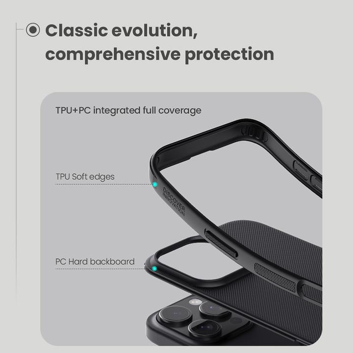 Actual product image Nillkin Super Frosted Shield Pro case for iPhone 16 Pro 6,3" black (Apple iPhone 16 Pro)