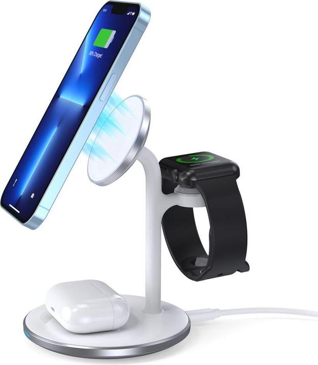 Immagine prodotto Choetech Caricabatterie wireless con supporto 3in1 (nero) (15 W)