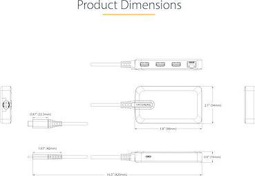 Produktbild StarTech com 5G3AGBB-USB-C-HUB, USB 3.2 Gen 1 (3.1 Gen 1) Type-C, Micro-USB, RJ-45, USB 3.2 Gen 1 (3 (USB-C, 5 Ports)
