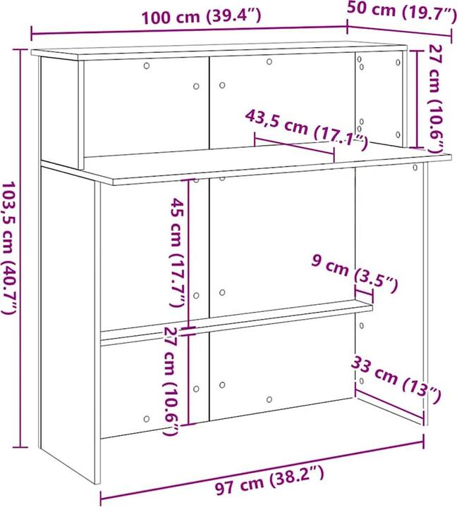 Image du produit VidaXL Comptoir d'accueil Noir 100x50x103,5 cm Bois composite Comptoir d'accueil