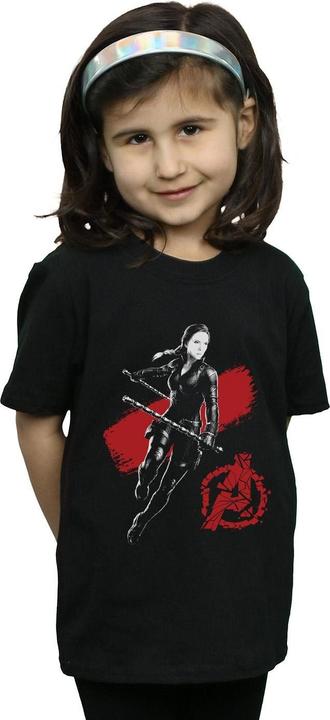 Actual product image Girls Avengers Endgame Mono Black Widow Cotton T-Shirt (152, 158)