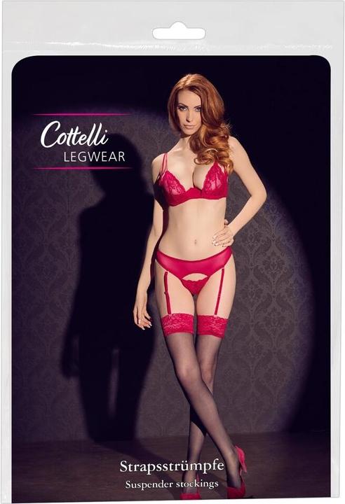 Produktbild Cottelli Collection Strapsstrümpfe mit roter Spitze (4)