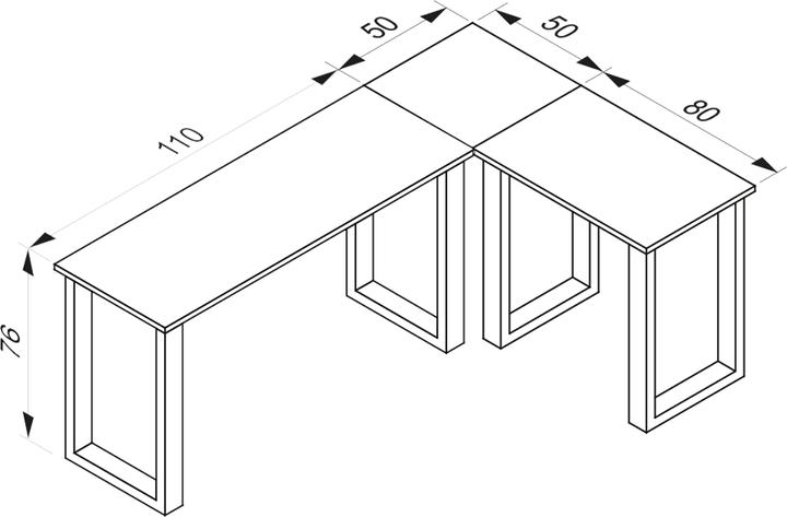 Actual product image VCM Wood desk computer table Lona 50 U Alu Silver (76 x 160 x 130 x 50 cm)