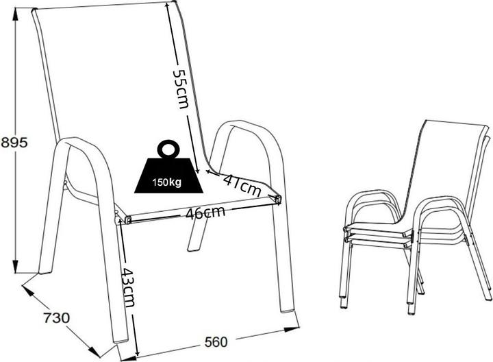 Image du produit VCM 2 pcs. Chaise de jardin empilable Sonlas
