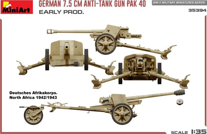Produktbild Mini art German 7.5cm Anti-Tank Gun PaK 40. Early Prod