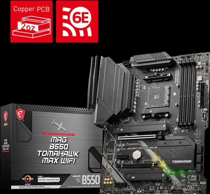 Produktbild MSI Mag B550 Tomahawk Max Wifi (AM4, AMD B550, ATX)