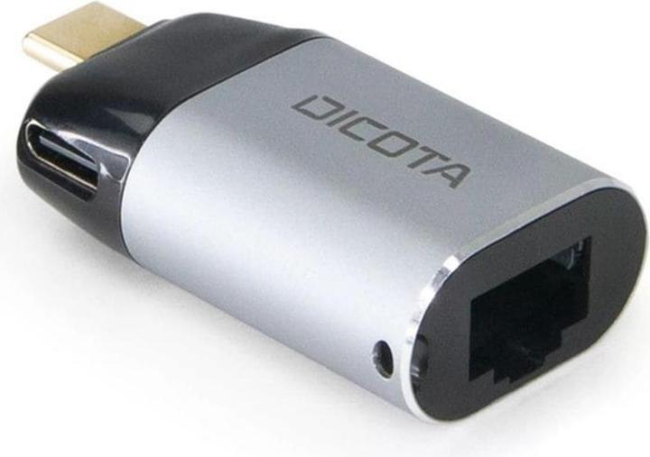Dicota Mini adattatore da USB-C a Ethernet con PD (100W) argento (Thunderbolt, USB-C, 1 Porti)