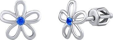Produktbild Silvego Silver earrings - flower withue zircon on a screw SILVEGOB31857SBDB