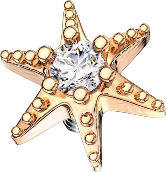 Image du produit Star Piercing Dermal Anchor or rose étoile de mer avec cristal (Acier chirurgical 316L, Laiton)