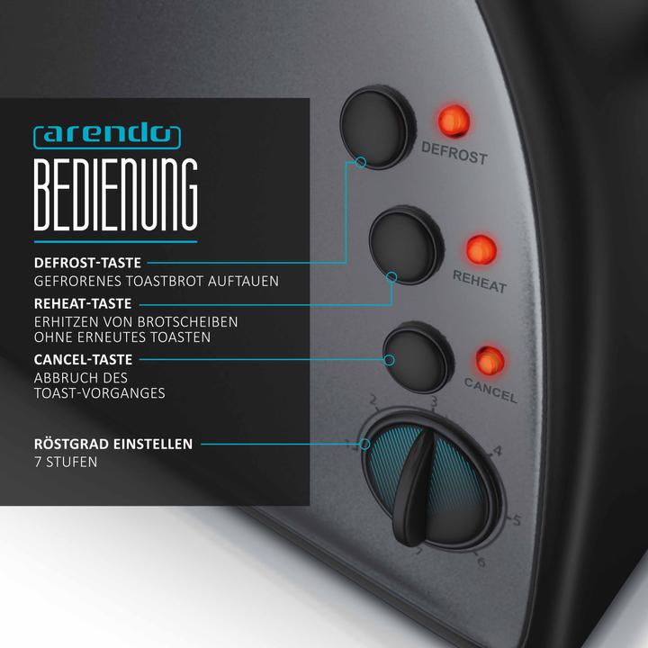 Actual product image Arendo Toaster long slot, bun warmer, heat-insulating housing, 7 settings