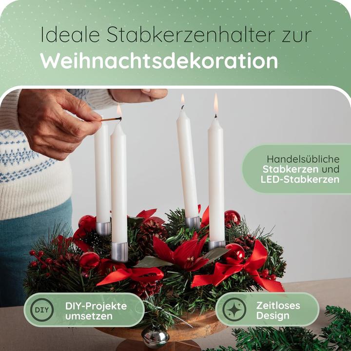 Actual product image Novaliv 12x Stick Candle Holder silver I Candle Pick 10 x 2,5 cm Candle Pin Advent Wreath Decoration I