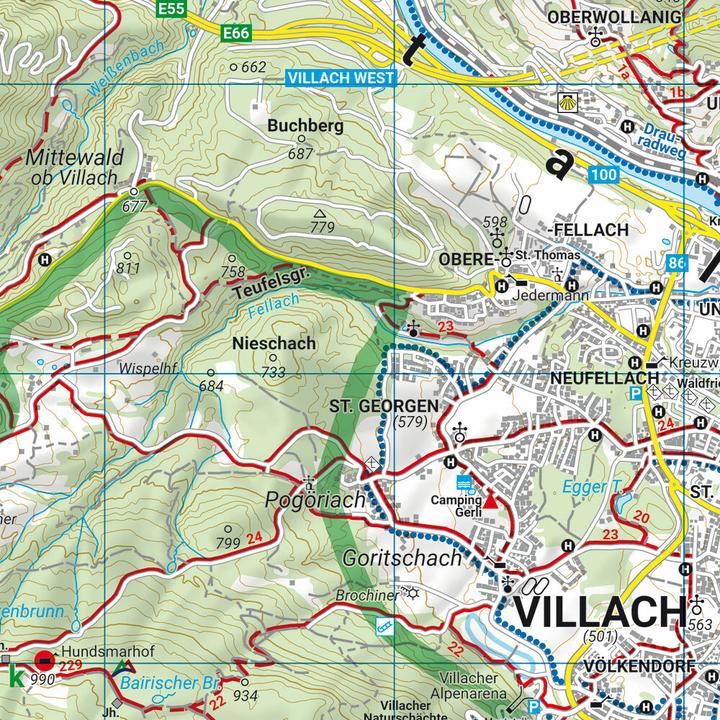 Produktbild Villach - Faaker See, Wander-, Rad- und Freizeitkarte 1:50.000, freytag & berndt, WK 224