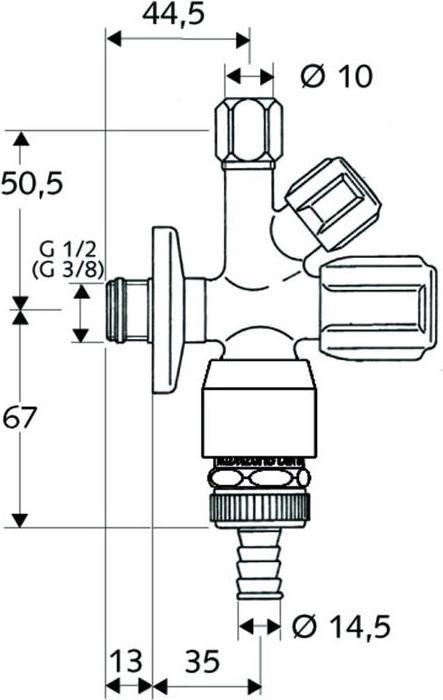 Actual product image Schell Combination corner valve COMFORT chrome, with 3/8inch pipe aerator