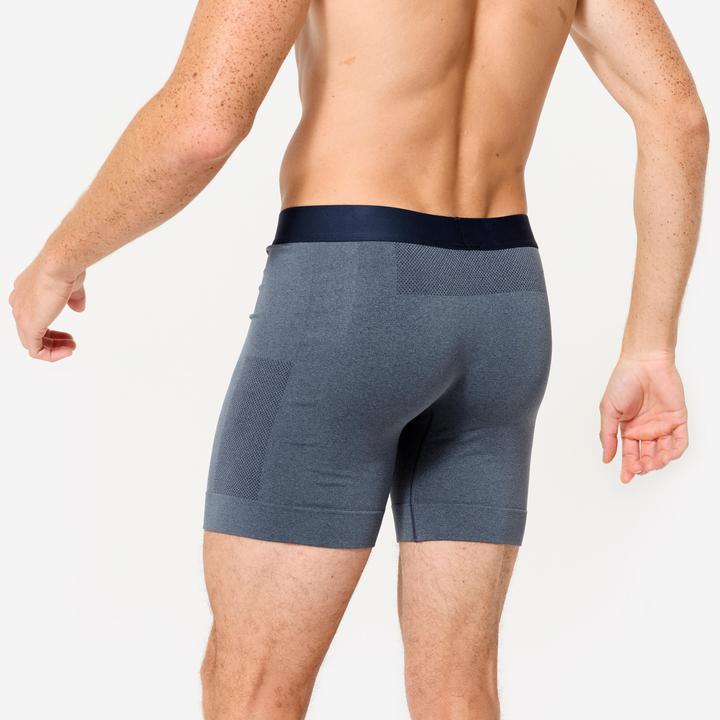 Image du produit Decathlon Boxer long sans couture homme, bleu chiné (M)