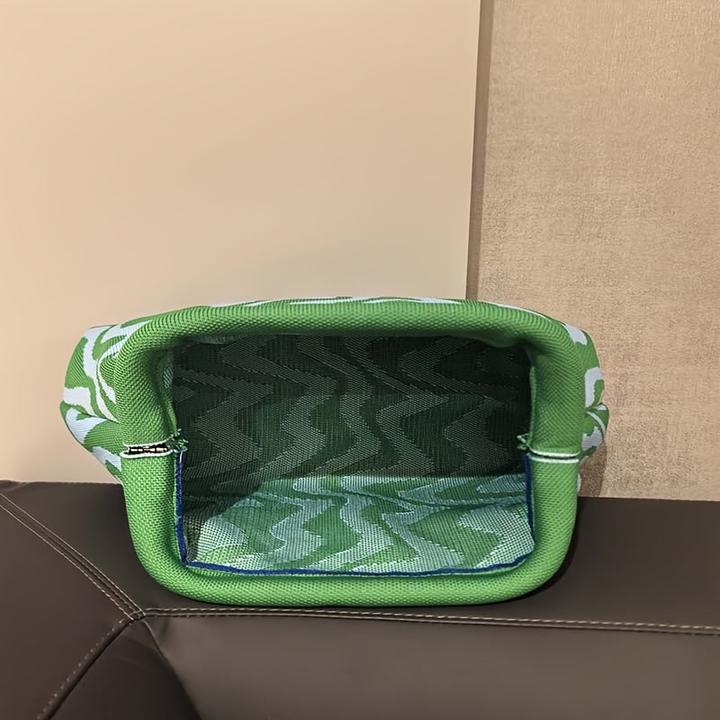 Immagine prodotto Only-Bags.Store Gestrickte Polyester Kosmetiktasche, grosse Kapazität Streifenmuster, lässig vielseitig Zip Tasche