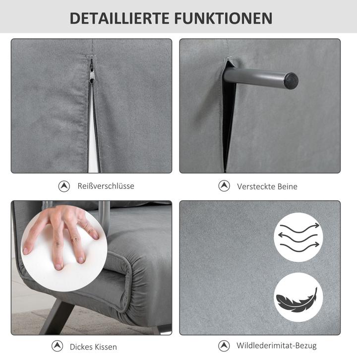 Produktbild Homcom Schlafsofa Rückenlehne mit 5 verstellbaren Komfortwinkeln, Einfache Montage (Bettsofa)