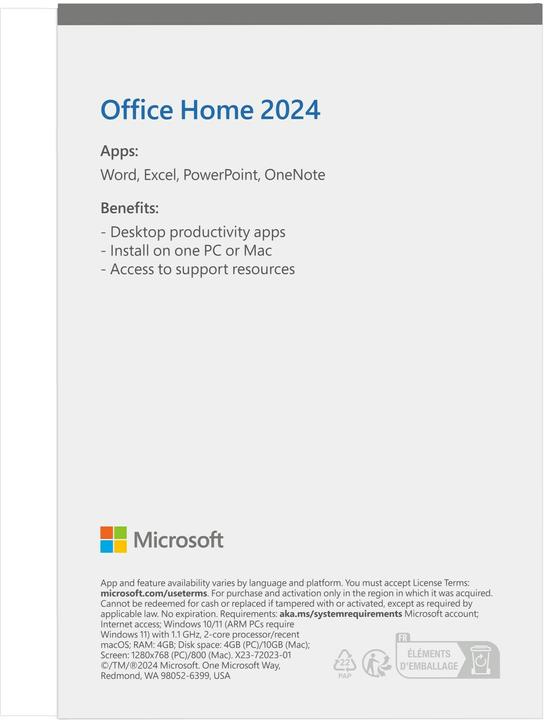 Image du produit Microsoft Office Home 2024 (UK) (1 Utilisateur, Illimité)