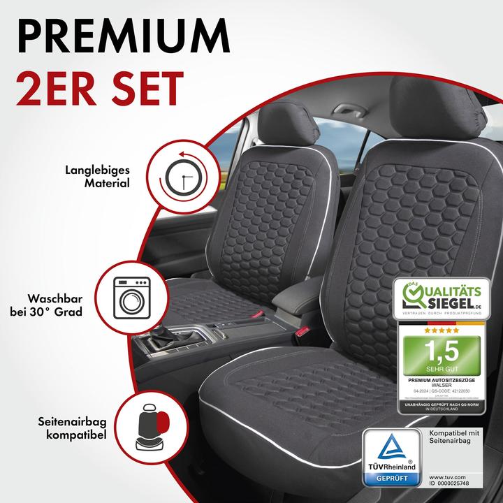 Actual product image Walser Car seat cover ZIPP-IT Premium Kendal, car seat covers for 2 front seats with zipper system sc