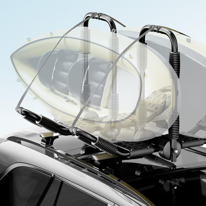Actual product image Wiltec Roof Rack for Kayaks 2 Pieces Folding J Shape Aluminium Car Kayak Canoe incl. Fastening Straps