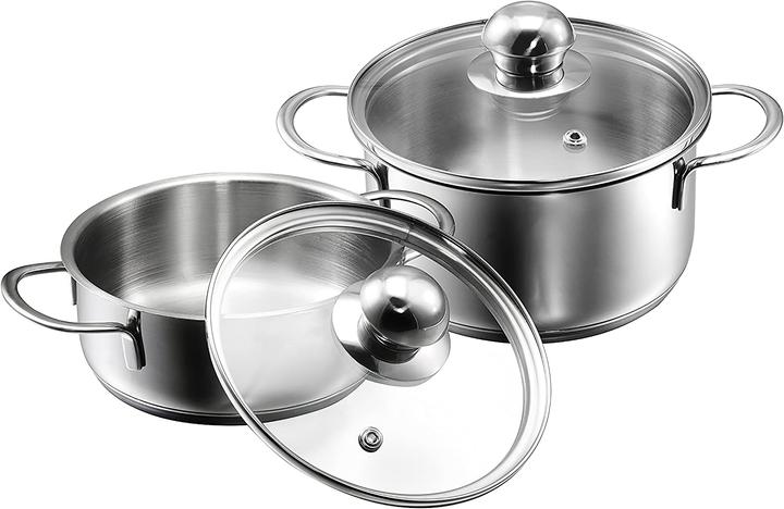 Actual product image Kopf Mini Topfset Parvus (Edelstahl, 2-teilig, 14 + 14 cm, inkl. Glasdeckel, Induktion) (14 cm, Frying pan, Pot, Stainless steel)