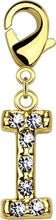 Produktbild Star Piercing Anhänger 14k vergoldet mit Kristall Buchstabe I (Messing)