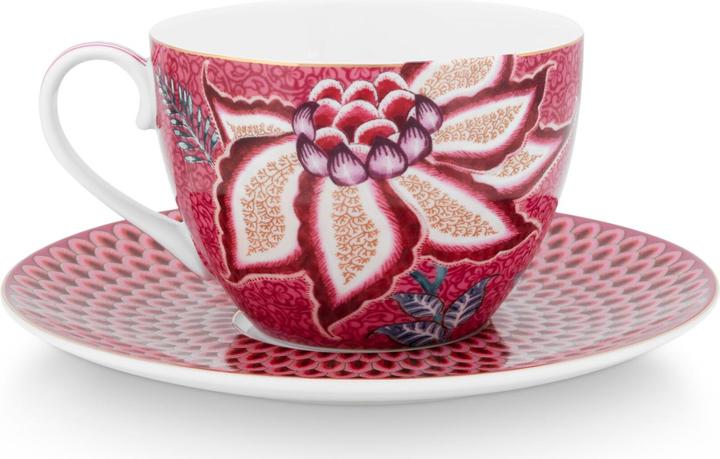 Immagine prodotto PIP Studio Tazza Flower Festival con piattino rosa scuro 280ml (280 ml, 1 x)