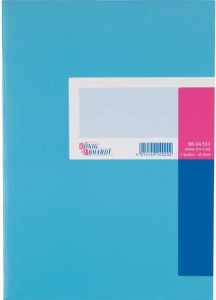 Actual product image König & Ebhardt Column book DIN A4 light blue/magenta 2 columns 40 sheets (80 g/m², 40 x, A4)