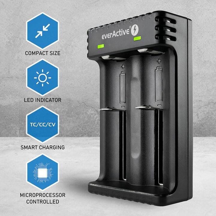 Actual product image Everactive Batterieladegerät für Li-Ionen-Akkus LC-200 (1 pcs., AAA, AA, C, AAAA, 2200 mAh, Chargers without battery)