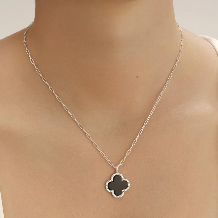Image du produit Charles Garnier Collier en argent, agate noire, oxyde de zirkonium (Argent)