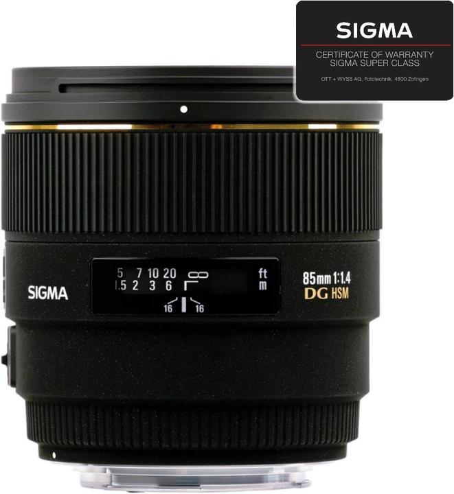 Sigma 85mm f/1.4 EX DG HSM, Nikon (Nikon F, Plein format)