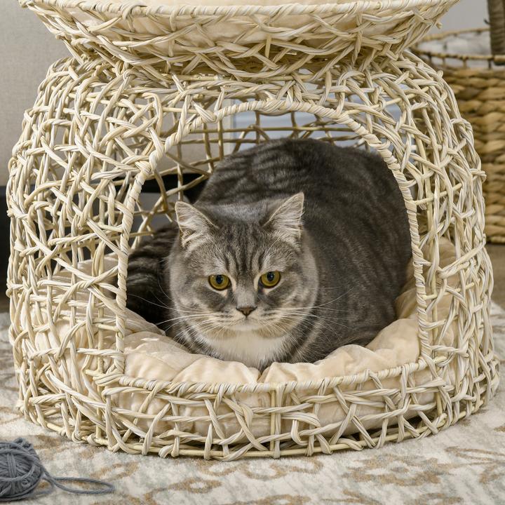 Actual product image PawHut Rattan cat basket with cushion (Cat)