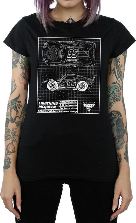 Immagine prodotto Disney Cars Lightning McQueen Blueprint Maglietta Donna (L)