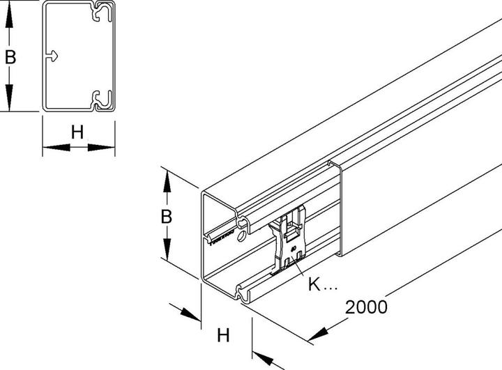 Immagine prodotto HKL Canalina per cavi elettrici 40x60mm con clip di fissaggio *bianco puro* 12 pezzi (Foro cavo, 200 cm)