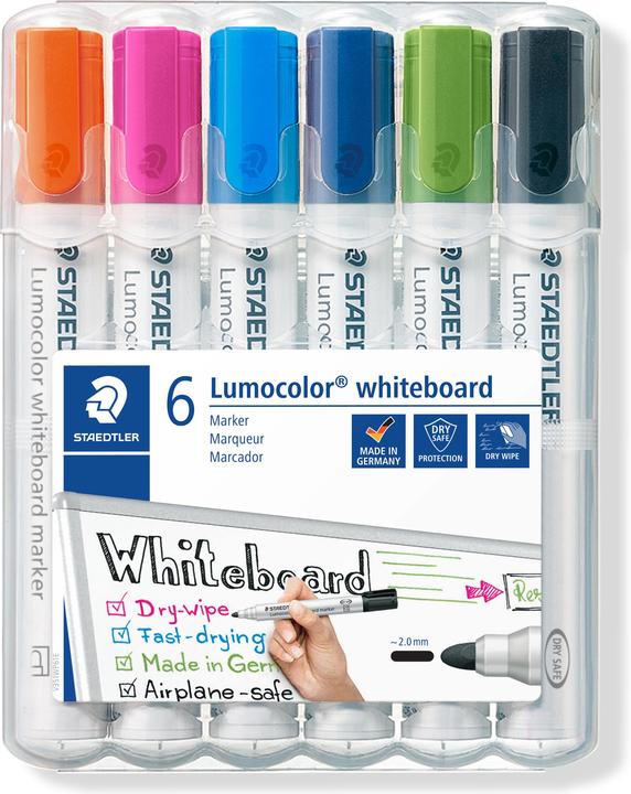 Produktbild Staedtler Lumocolor (je 1 x 351-4(orange), -30(hellblau), -53(hellgrün), -9(schwarz), -3(blau), -20(pink), 2 mm, 6 x)
