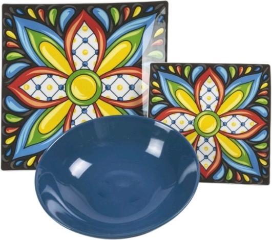 Actual product image Villa D'Este Home Tivoli Riviera Maya Tableware Set Porcelain and Stoneware 18pcs (6 Piece)
